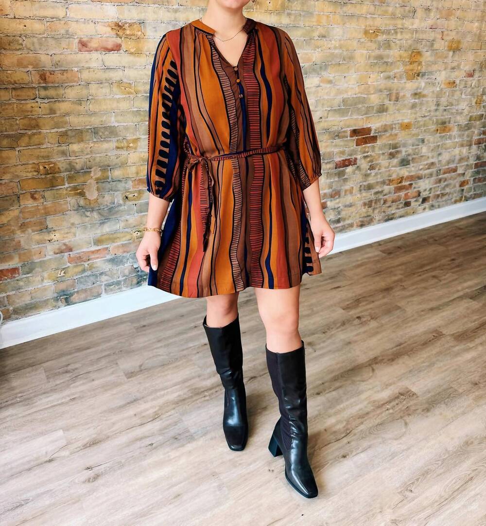 NEW UMGEE sarah button mini dress in multicolor